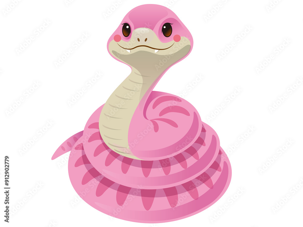 Fototapeta premium 蛇・干支イラスト２・ピンク