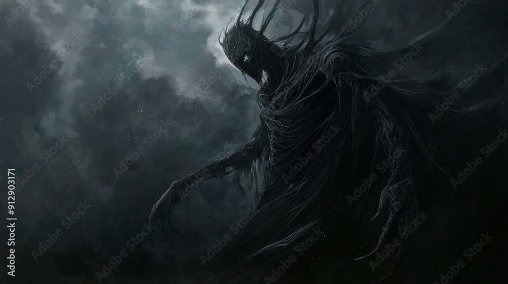 dark creepy forest with mysterious trees and a monster dark creepy forest with mysterious trees and a monster