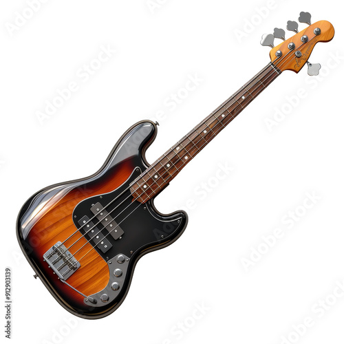 Squier by Fender Bass Guitar Isolated Isolated on Transparent or White Background, PNG photo