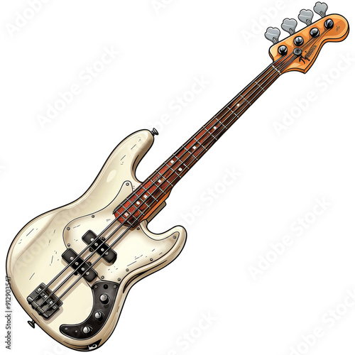 Squier by Fender Bass Guitar Isolated Isolated on Transparent or White Background, PNG photo