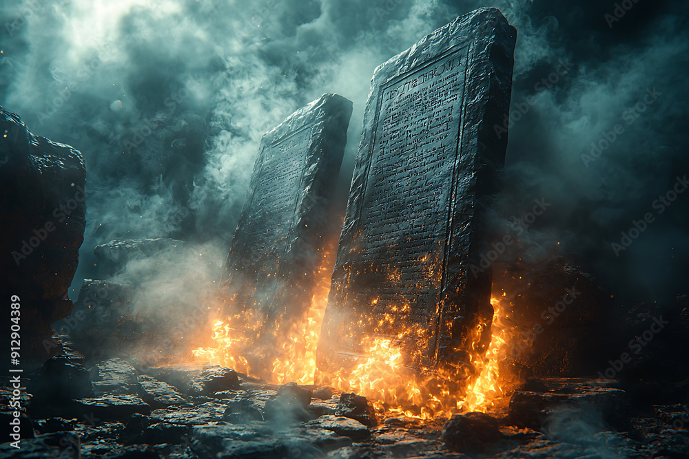 stone tablets with commandments. According to the Bible, these ...