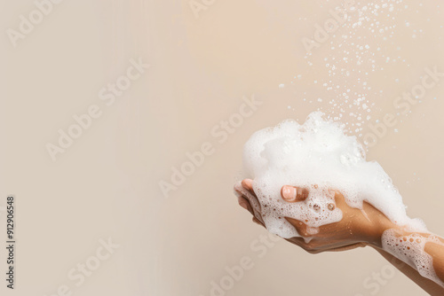 Person washing hands with soap, representing personal hygiene photo