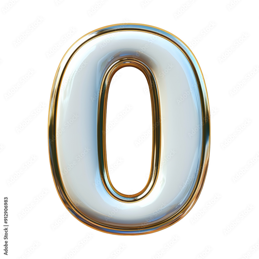 White Symbol with Gold Thin Vertical Straps Number 0 Isolated on Transparent or White Background, PNG White Symbol with Gold Thin Vertical Straps Number 0 Isolated on Transparent or White Background, PNG