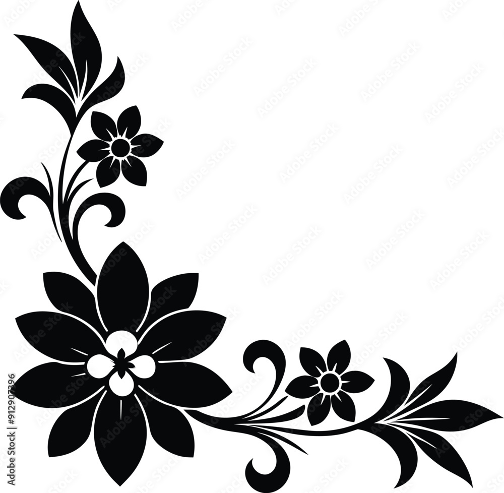 floral corner pattern illustration black and white floral corner pattern illustration black and white