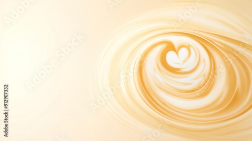 Swirling milk and coffee forming abstract shapes, organic shapes, calming and artistic. photo