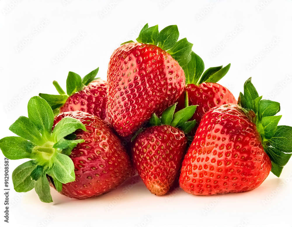 Fresh and Juicy Strawberries on White Background Stock Photo Fresh and Juicy Strawberries on White Background Stock Photo