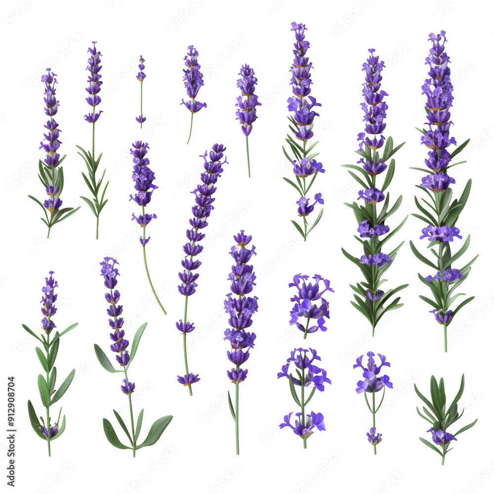 Naklejka premium Lavender Objects Isolated on Transparent or White Background, PNG