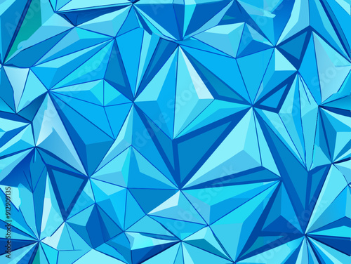 A vibrant blue abstract background featuring a geometric pattern of triangular shapes. The design showcases various shades of blue, creating a dynamic and modern look.