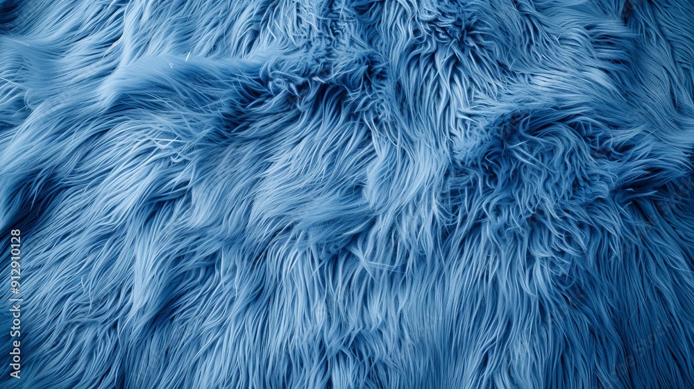 Obraz premium Blue fluffy textured surface captured in close-up shot
