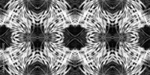 Seamless pattern  with halftone gauzy dots, formed by radial polka dots mandalas.  Vector.