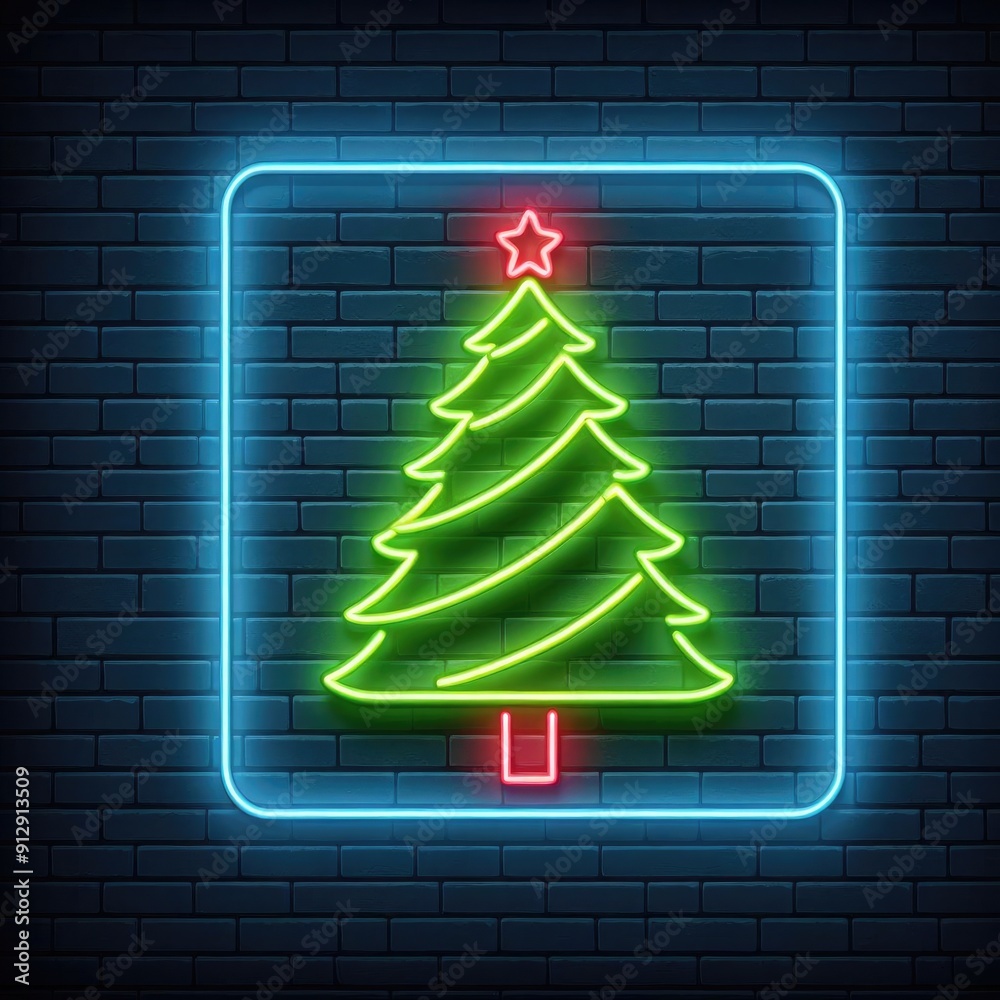 Vector realistic isolate neon sign of Christmas Tree for template decoration on the wall background Vector realistic isolate neon sign of Christmas Tree for template decoration on the wall background
