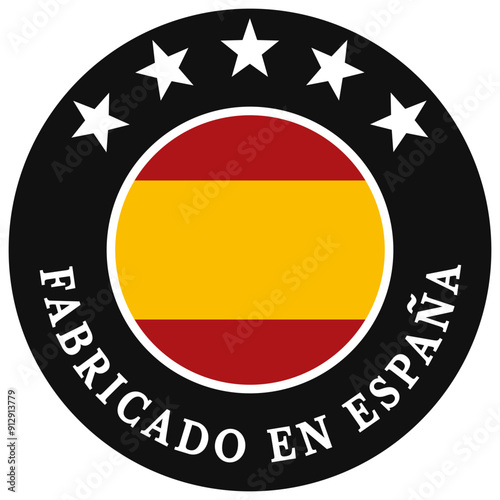 Made in Spain badge, sticker or icon symbolizing the quality and origin of spanish products. White texte. Scalable lightweight vector for the web