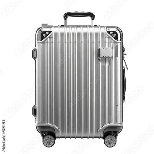 Silver Luggage Icon Isolated on Transparent or White Background, PNG