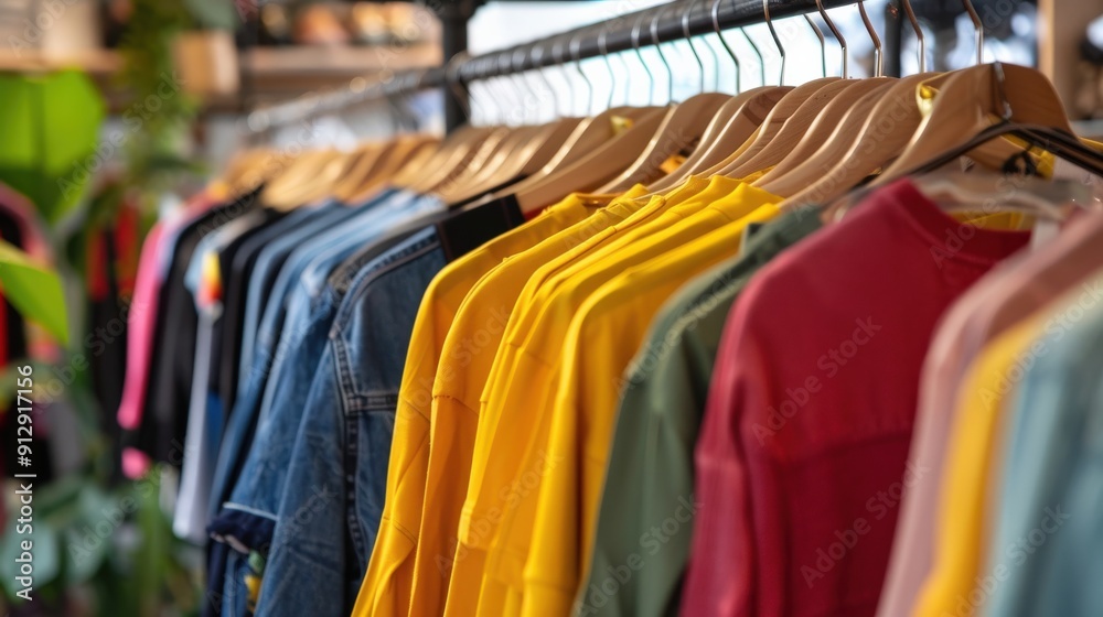 Gender-neutral clothing displayed in a trendy boutique, appealing to Gen Z's fashion sense Gender-neutral clothing displayed in a trendy boutique, appealing to Gen Z's fashion sense