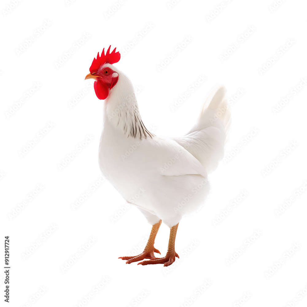 Fototapeta premium White Hen With Red Comb