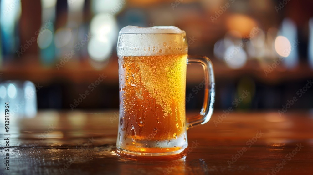 Icy cold pint of beer on a bar Icy cold pint of beer on a bar