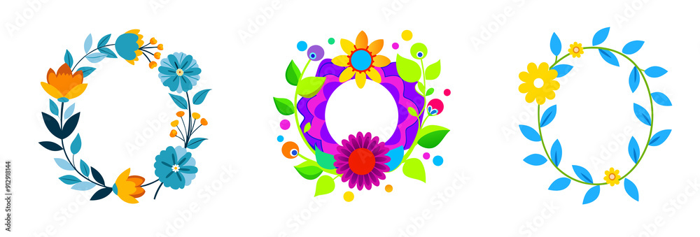 Botanical Bouquets in Line Art Style on Transparent Background. Botanical Bouquets in Line Art Style on Transparent Background.