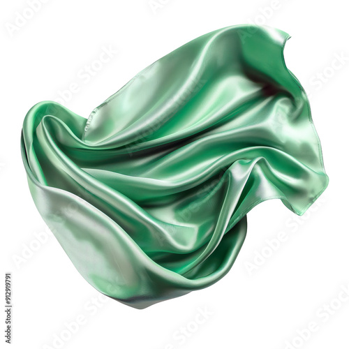 Flowing Green Silk Fabric photo