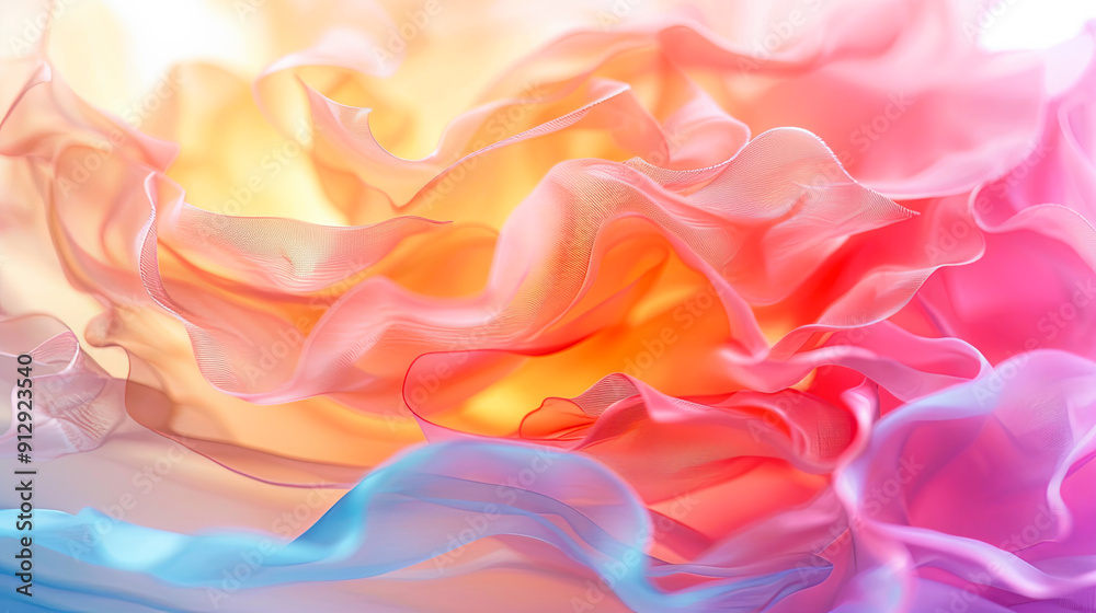 Fototapeta premium Abstract pastel color fabric texture background waves silk satin fabric abstract textile background colorful chiffon tulle elegant wallpaper design