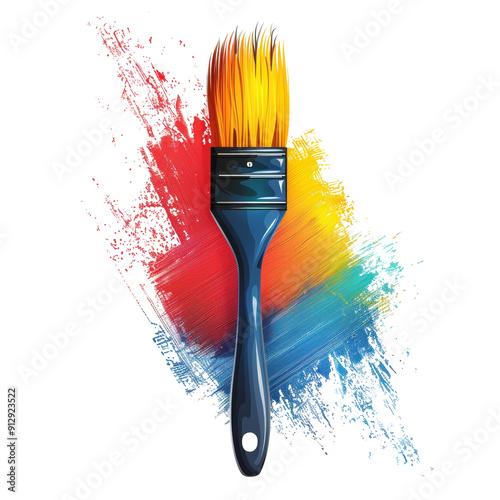 Wide Painter Brush Icon Isolated on Transparent or White Background, PNG photo