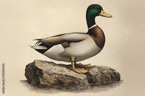 Duck, sketch. Vintage retro print, duck sketch ink pencil style drawing, linear drawing, engrave old school. Sketch artwork silhouette duck. Side view profile. Illustration