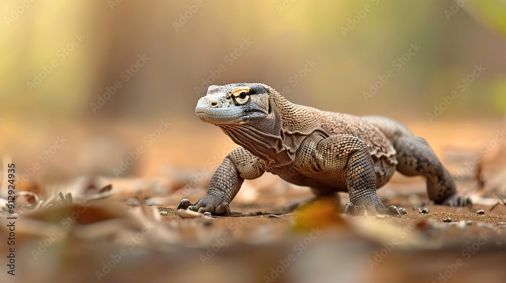 Fierce Komodo dragon stalking through underbrush. Fierce Komodo dragon stalking through underbrush.