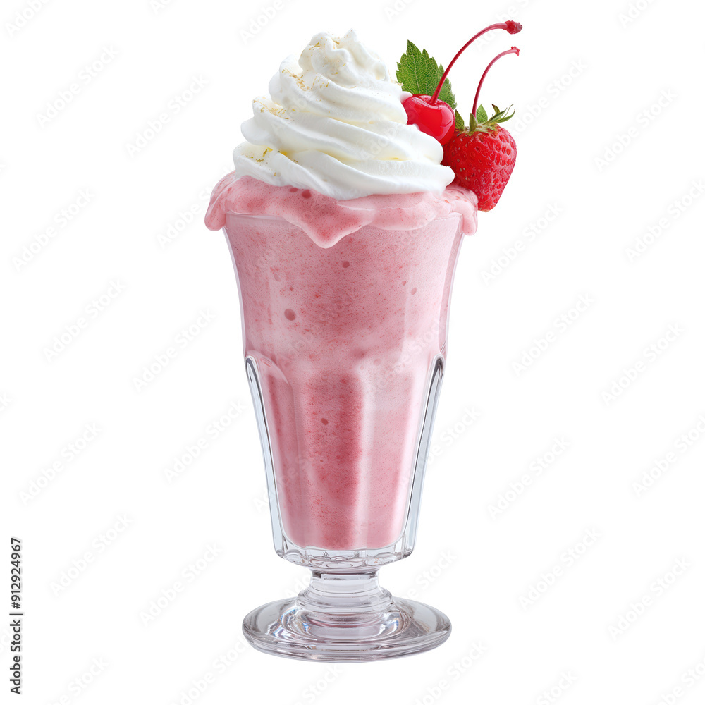 Strawberry Milkshake with Whipped Cream and Cherry Strawberry Milkshake with Whipped Cream and Cherry