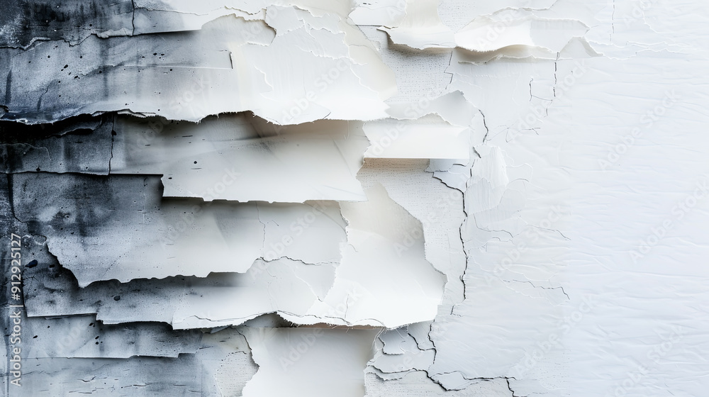 White paint peeling off a black wall background texture cracked old grunge abstract vintage weathered distressed chipped