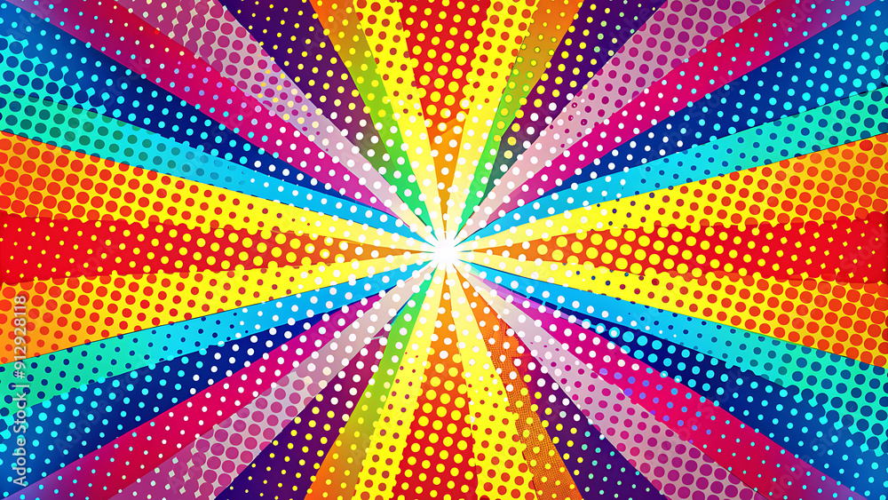Colorful pop art background with retro halftone pattern photo Background