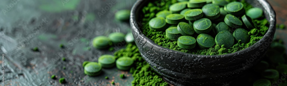 © kramynina - Bowl of green pillson a table, supplements, Banner, Copy space
