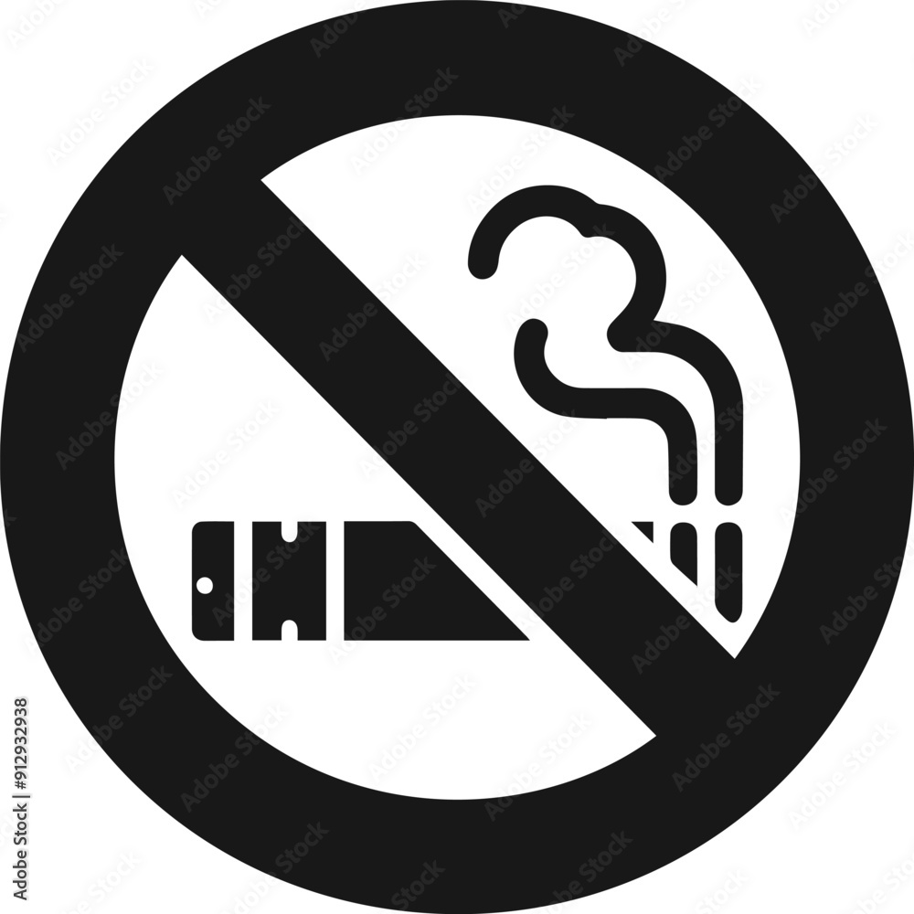 No Smoking Black Icon Symbol On Isolated White Background No Smoking Black Icon Symbol On Isolated White Background