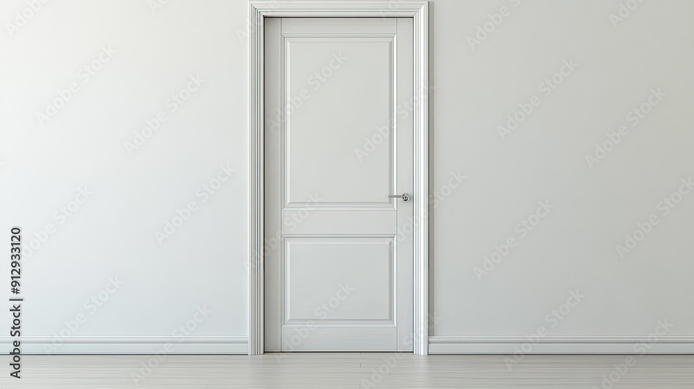 Minimalist door design with a white finish and simple handle Minimalist door design with a white finish and simple handle