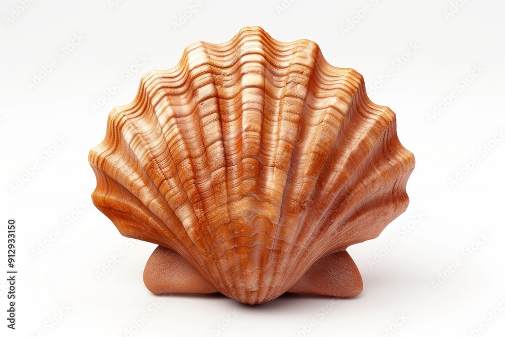 A Single, Closed Scallop Shell with Ridges A Single, Closed Scallop Shell with Ridges