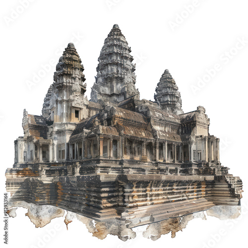 Angkor wat, an enormous stone temple complex, built during the khmer empire in the 12th century, now a famous world heritage site in cambodia