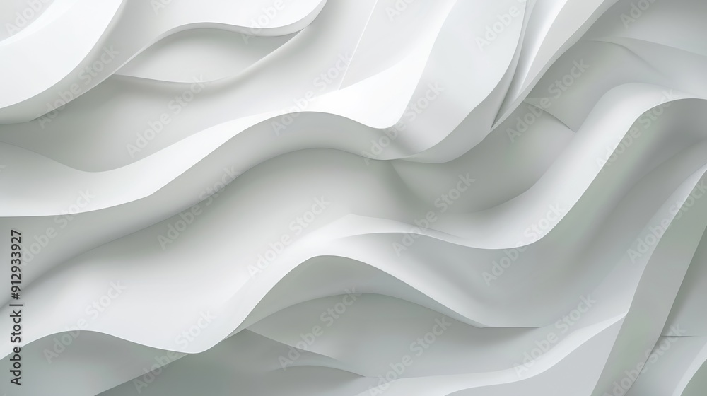 Layered white abstract waves showing depth and fluid motion Layered white abstract waves showing depth and fluid motion