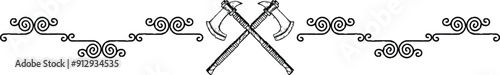 Seamless Celtic Spiral Border Graphic - Crossed Axes
