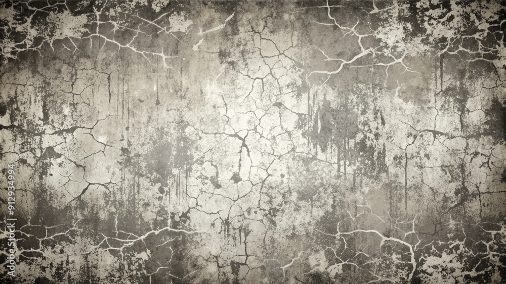 Fototapeta premium Grunge background black and white. Texture of cracks, scratches, scuffs, dust, dirt. Dark monochrome surface. Old vintage vector pattern 