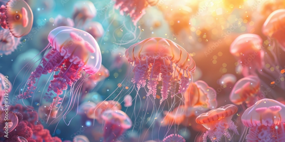 Jellyfish World A Variety of Jellyfish Species in the Ocean Jellyfish World A Variety of Jellyfish Species in the Ocean