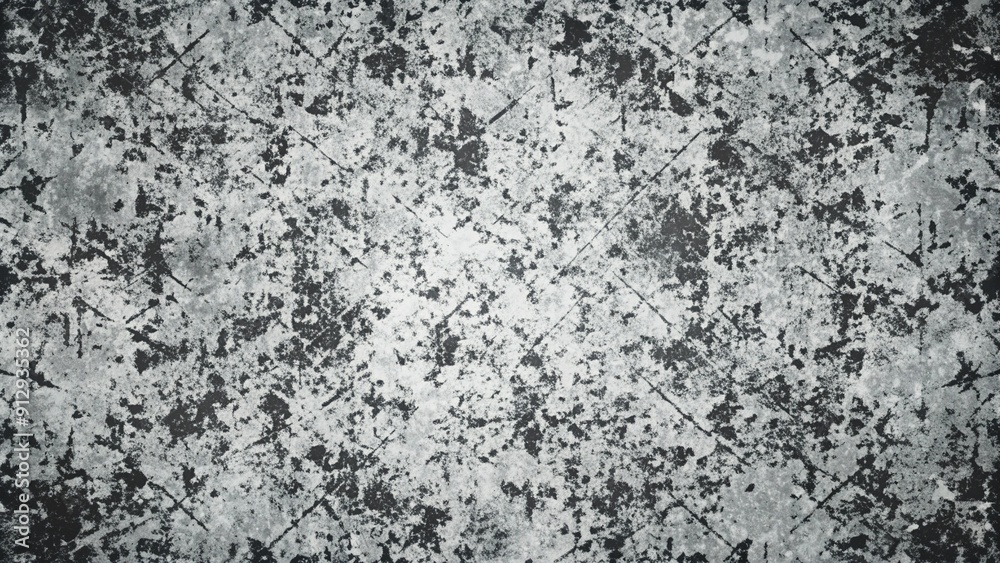 Fototapeta premium Grunge background black and white. Texture of cracks, scratches, scuffs, dust, dirt. Dark monochrome surface. Old vintage vector pattern 