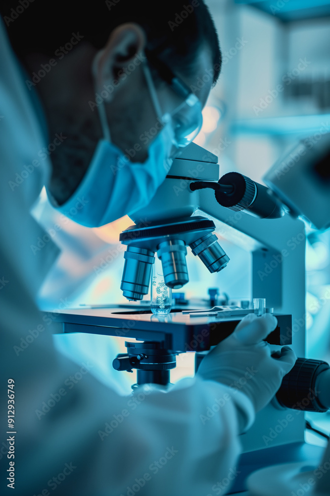 Close-up of scientists in a modern lab conducting virus and bacteria research, using advanced equipment and technology, focused on medical science and microbiology. Generative AI tools Close-up of scientists in a modern lab conducting virus and bacteria research, using advanced equipment and technology, focused on medical science and microbiology. Generative AI tools