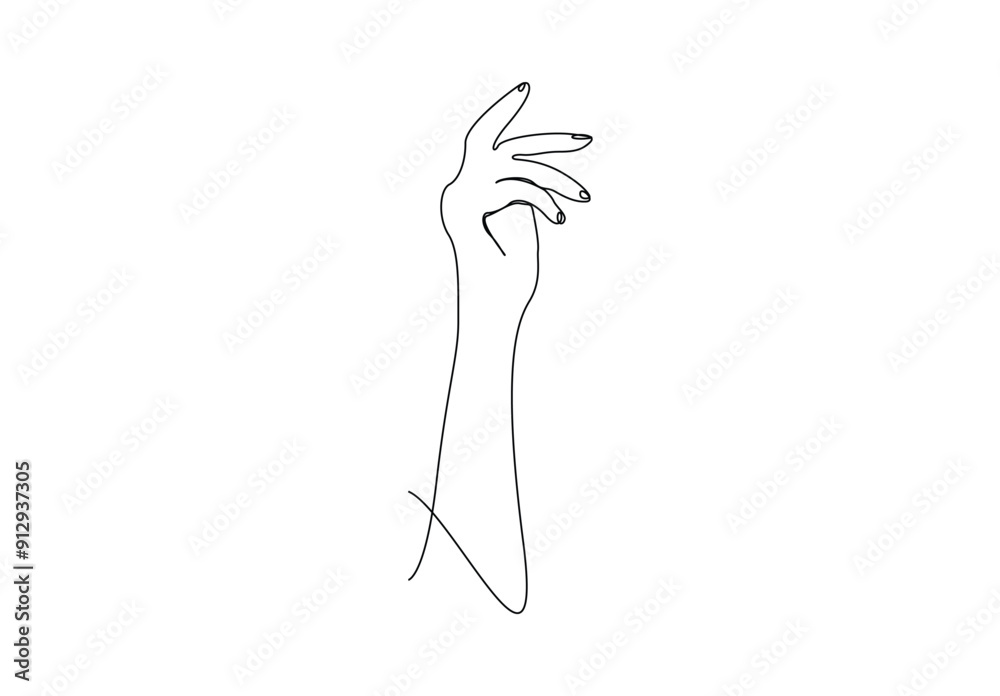 One Line Drawing Woman hand, continuous single line vector design of hand One Line Drawing Woman hand, continuous single line vector design of hand