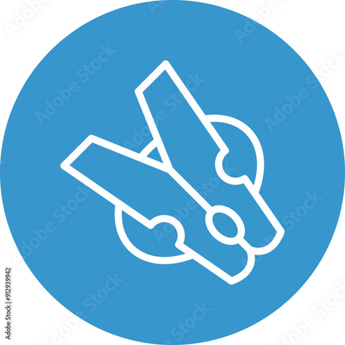 Clothes Peg Vector Line White Circles Multicolors