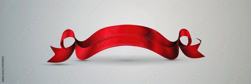 Label Ribbon. Elegant Red Banner with Artistic Curve for Classical Awards Label Ribbon. Elegant Red Banner with Artistic Curve for Classical Awards