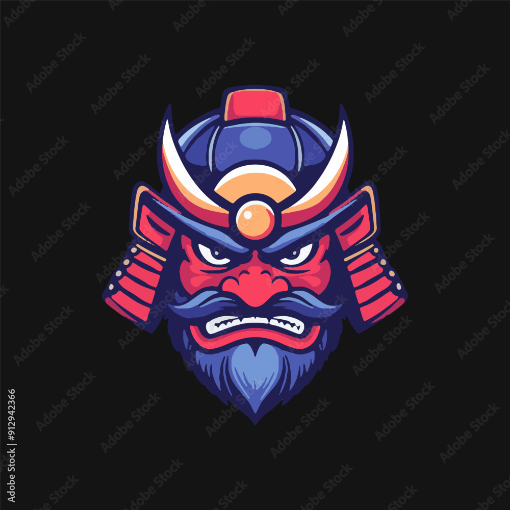 Samurai helmet with an oni mask vector Illustrations Samurai helmet with an oni mask vector Illustrations