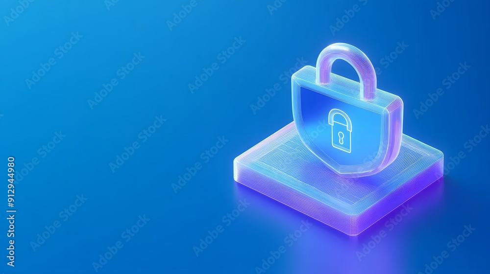 3D padlock symbolizing data security and protection on a futuristic blue background. Ideal for cybersecurity and technology concepts. 3D padlock symbolizing data security and protection on a futuristic blue background. Ideal for cybersecurity and technology concepts.