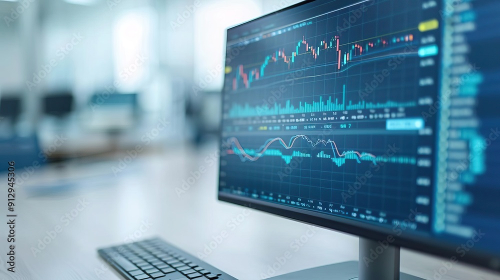 Close up of a computer monitor displaying stock market data. Close up of a computer monitor displaying stock market data.