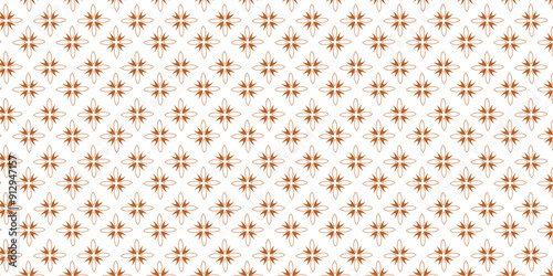 Golden vector seamless pattern with small diamond shapes, floral silhouettes. Simple texture. 