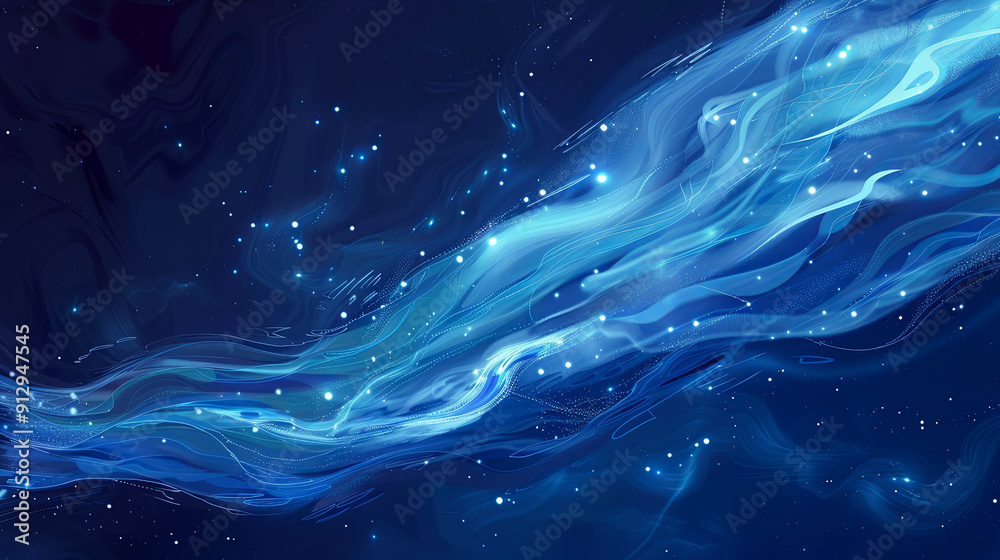 Abstract blue background smooth waves lines particles glow digital art space energy futuristic modern technology wallpaper