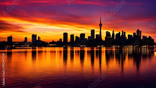 Sunset Silhouette of a Metropolitan Skyline