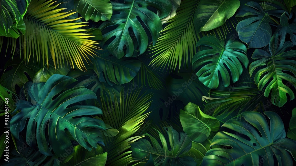 Lush Green Tropical Leaf Arrangement